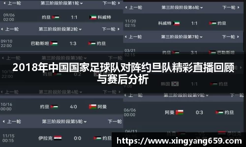2018年中国国家足球队对阵约旦队精彩直播回顾与赛后分析